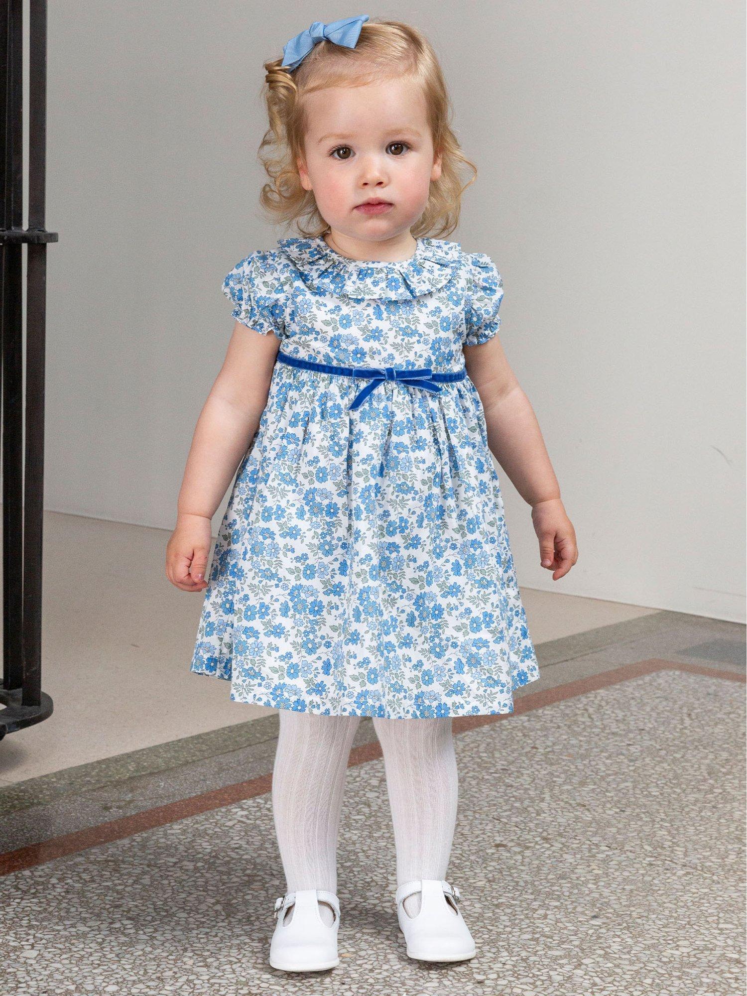 Product image 5 of 5, which shows Trotters Baby Floret Willow Dress, Blue/Multi, 3-6 months