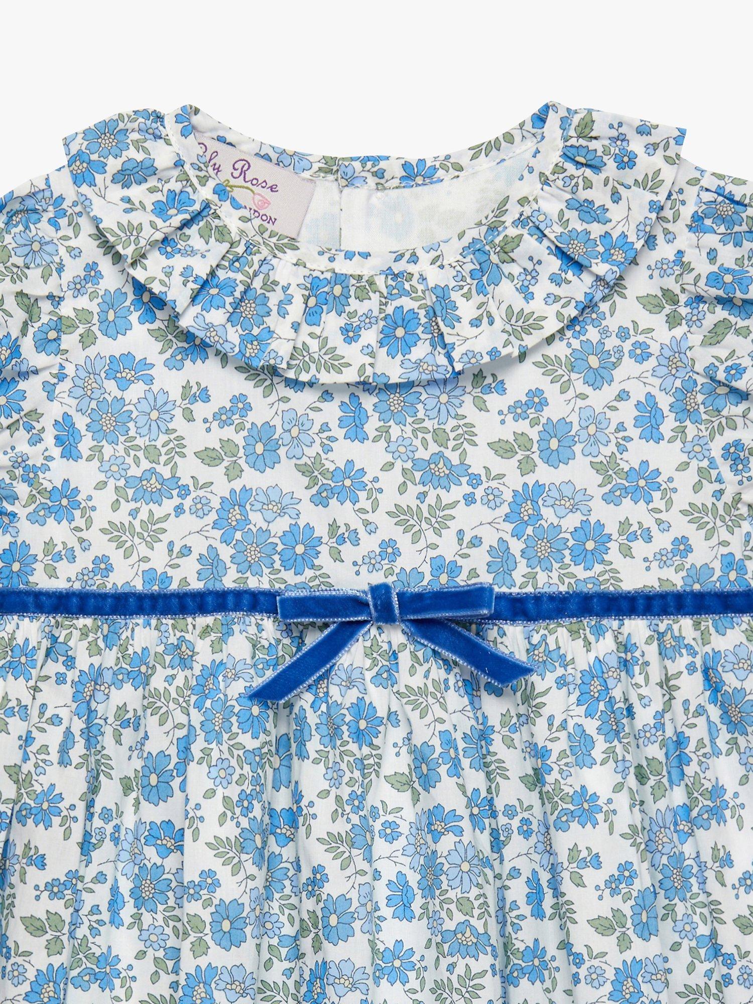 Product image 3 of 5, which shows Trotters Baby Floret Willow Dress, Blue/Multi, 3-6 months