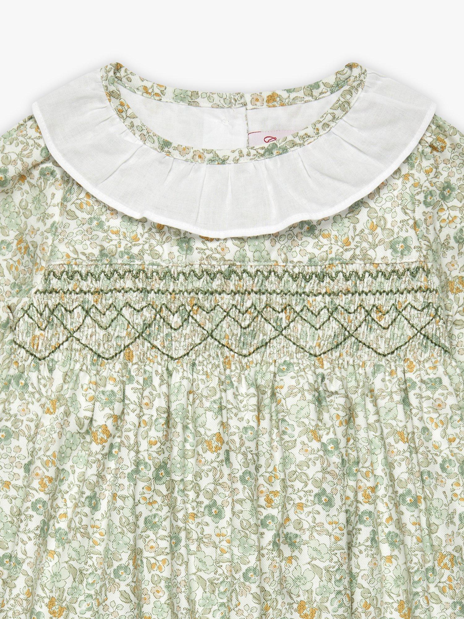 Product image 3 of 3, which shows Trotters Baby Bella Cotton Floral Dress, Green/Multi, 3-6 months