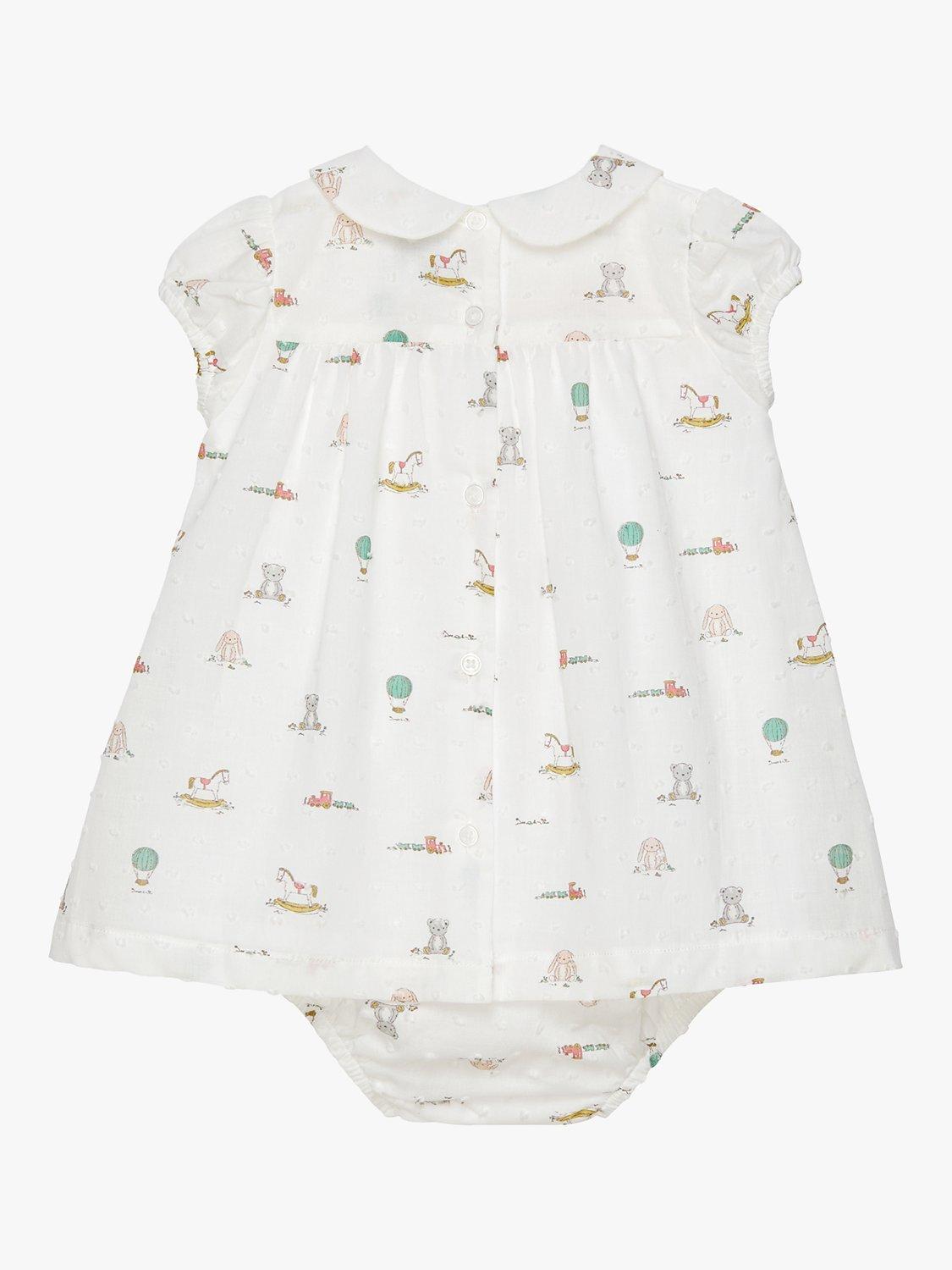 Product image 2 of 5, which shows Trotters Baby Bunny and Friends Smocked Dress, White/Multi, Newborn