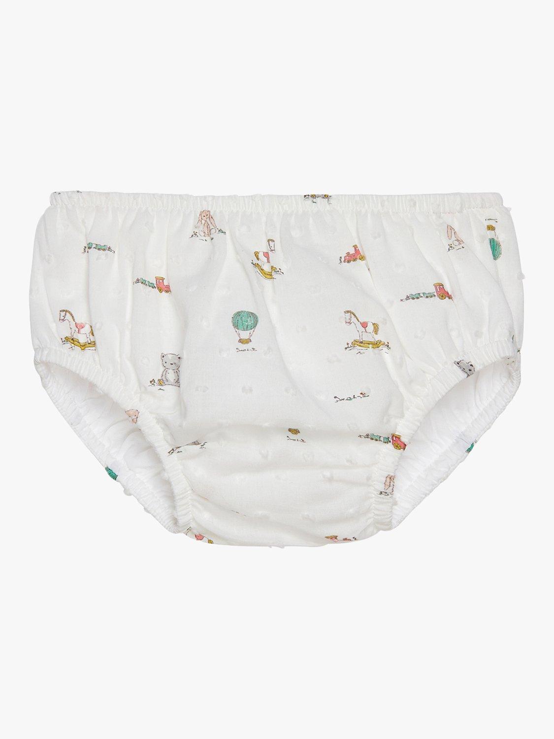 Product image 4 of 5, which shows Trotters Baby Bunny and Friends Smocked Dress, White/Multi, Newborn