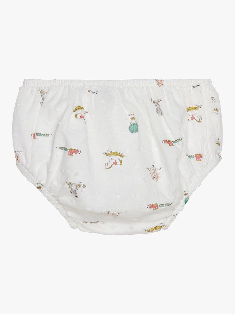 Product image 5 of 5, which shows Trotters Baby Bunny and Friends Smocked Dress, White/Multi, Newborn