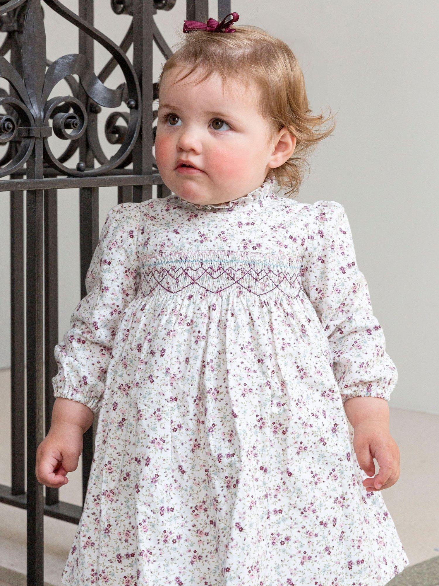 Product image 5 of 5, which shows Trotters Baby Edie Floral Frill Collar Dress, Pink/Multi, 3-6 months