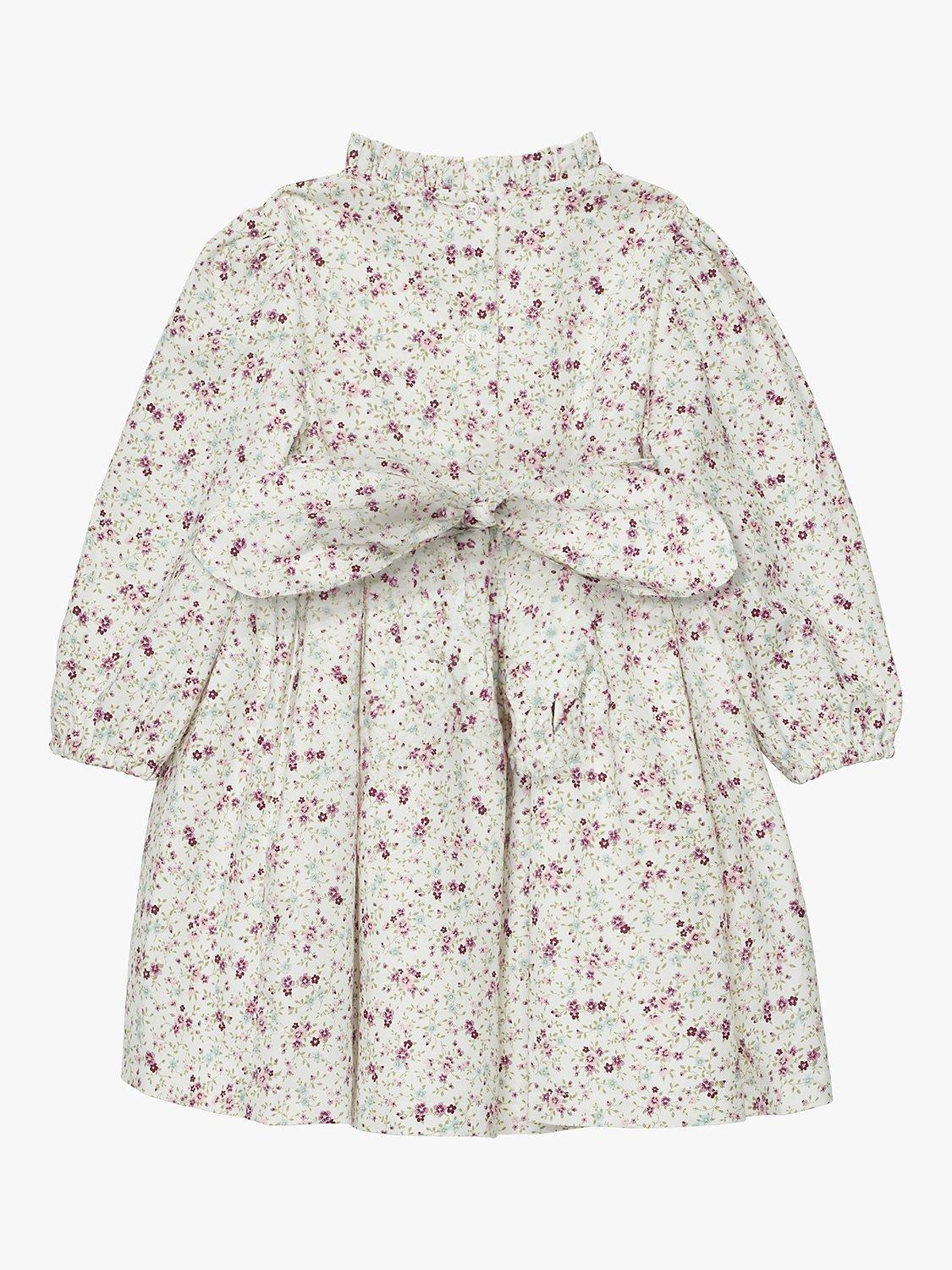 Product image 2 of 5, which shows Trotters Baby Edie Floral Frill Collar Dress, Pink/Multi, 3-6 months