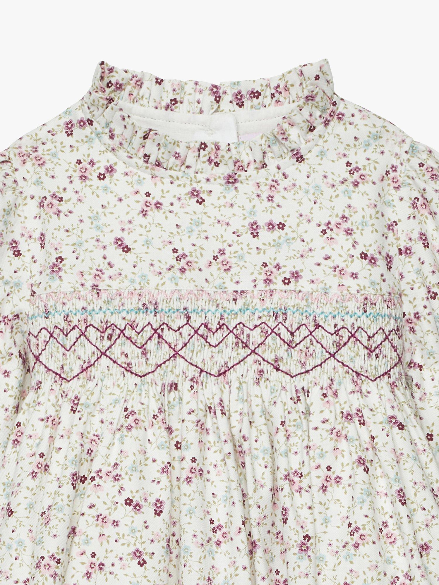 Product image 3 of 5, which shows Trotters Baby Edie Floral Frill Collar Dress, Pink/Multi, 3-6 months