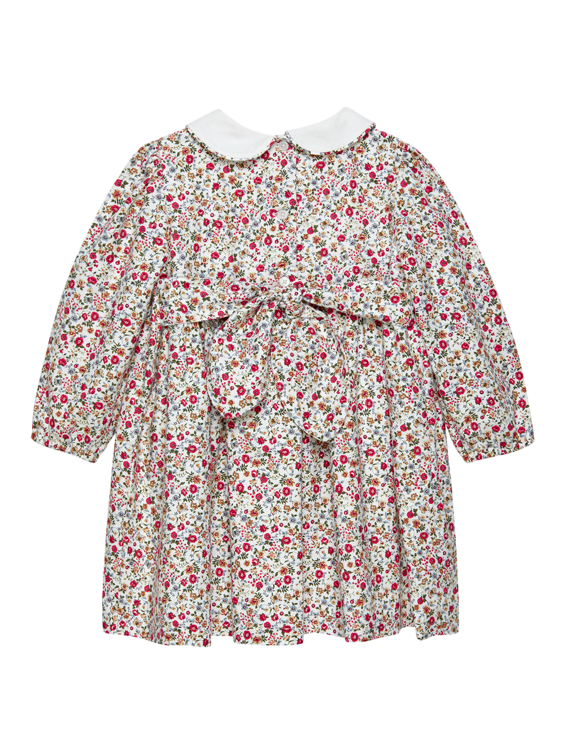 Product image 2 of 3, which shows Trotters Baby Arabella Cotton Floral Smock Dress, Red/Multi, 3-6 months