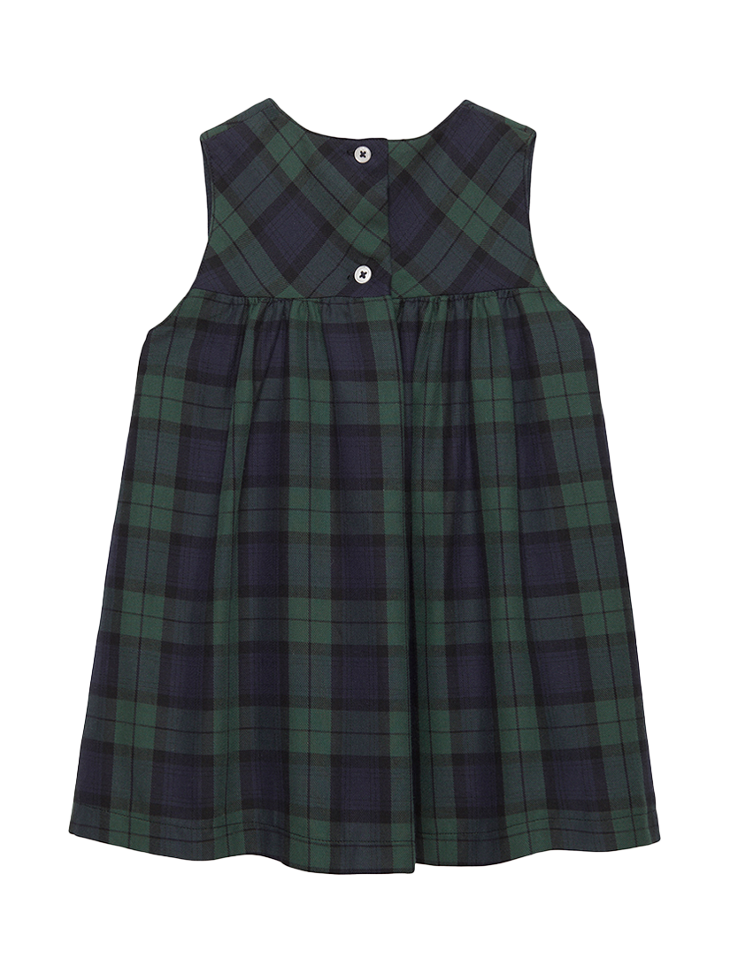 Product image 2 of 2, which shows Trotters Baby Scottie Tartan Cotton Pinafore Dress, Navy/Multi, 3-6 months