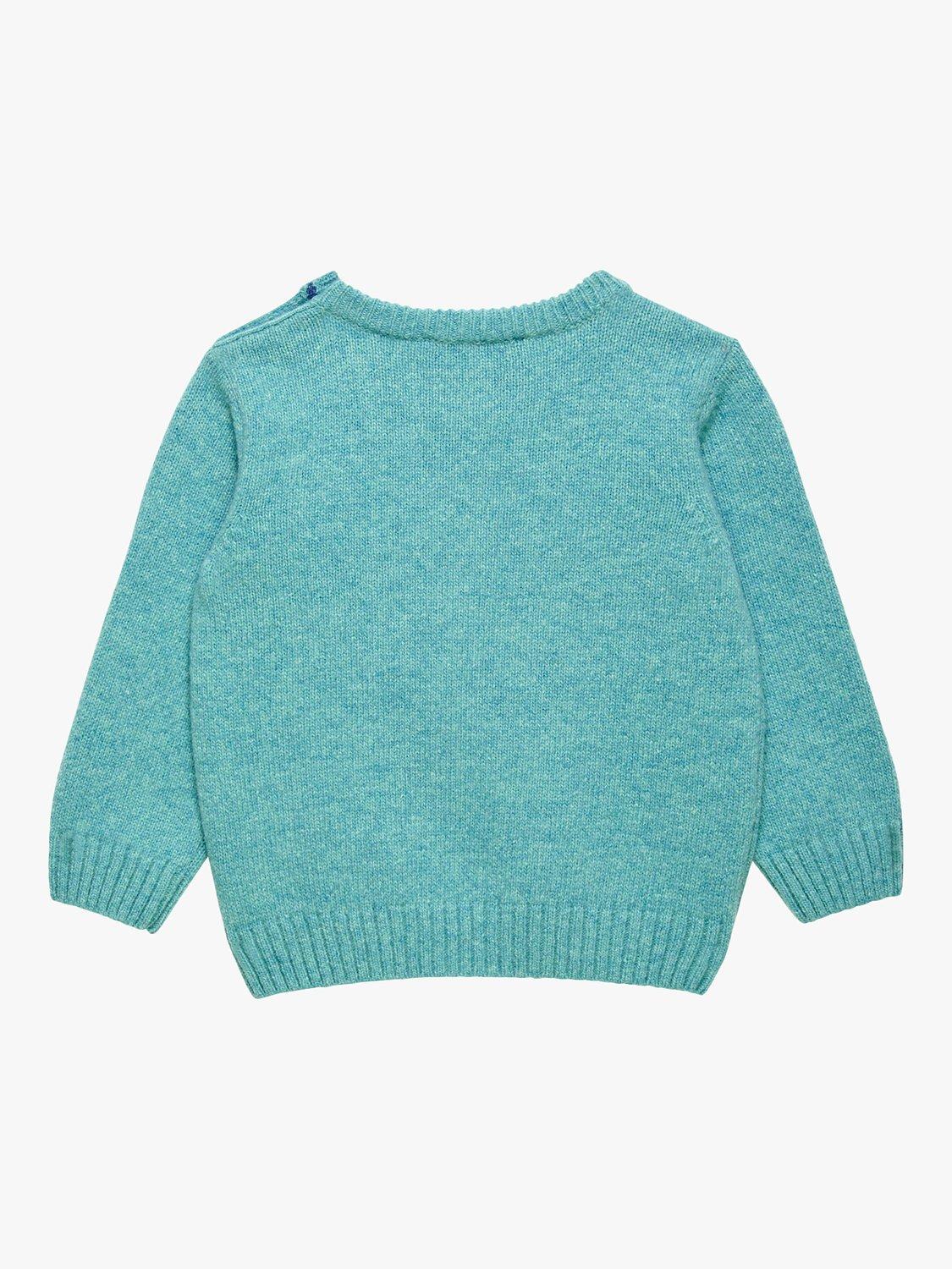 Product image 2 of 3, which shows Trotters Baby Sebastian Car Wool Blend Jumper, Sea Green, 3-6 months