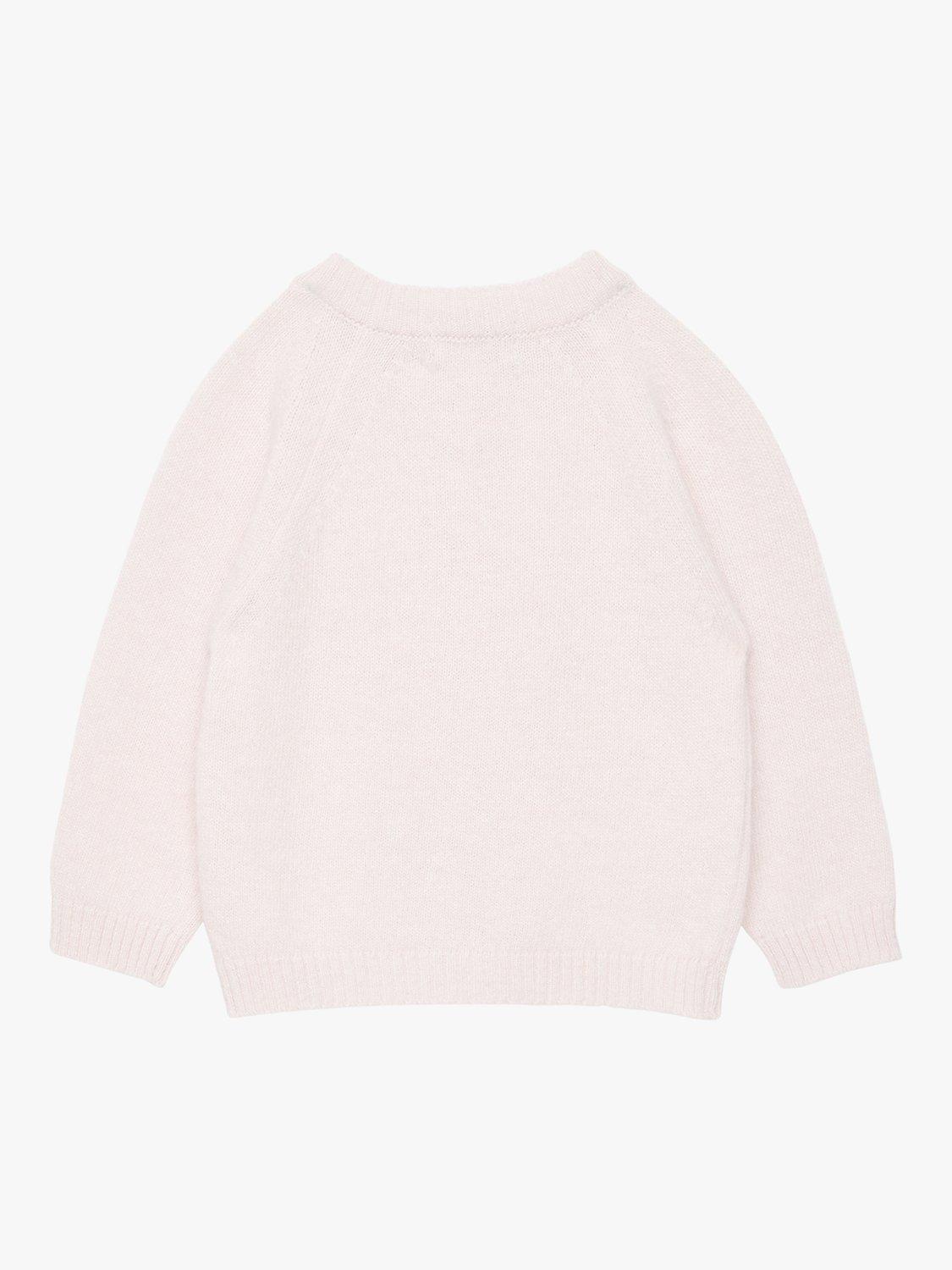 Product image 2 of 3, which shows Trotters Baby Teddy Cardigan, Pale Pink, Newborn