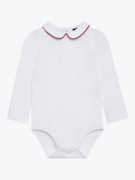 Trotters Thomas Brown Baby Milo Bodysuit, White/Red