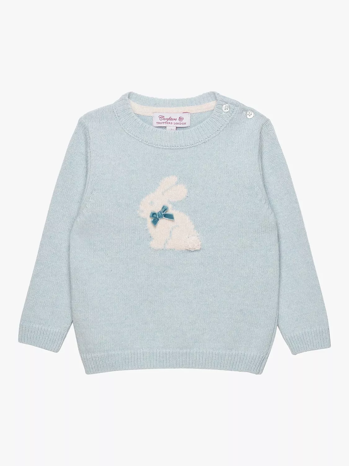 Trotters Baby Bunny Wool Blend Jumper, Pale Blue