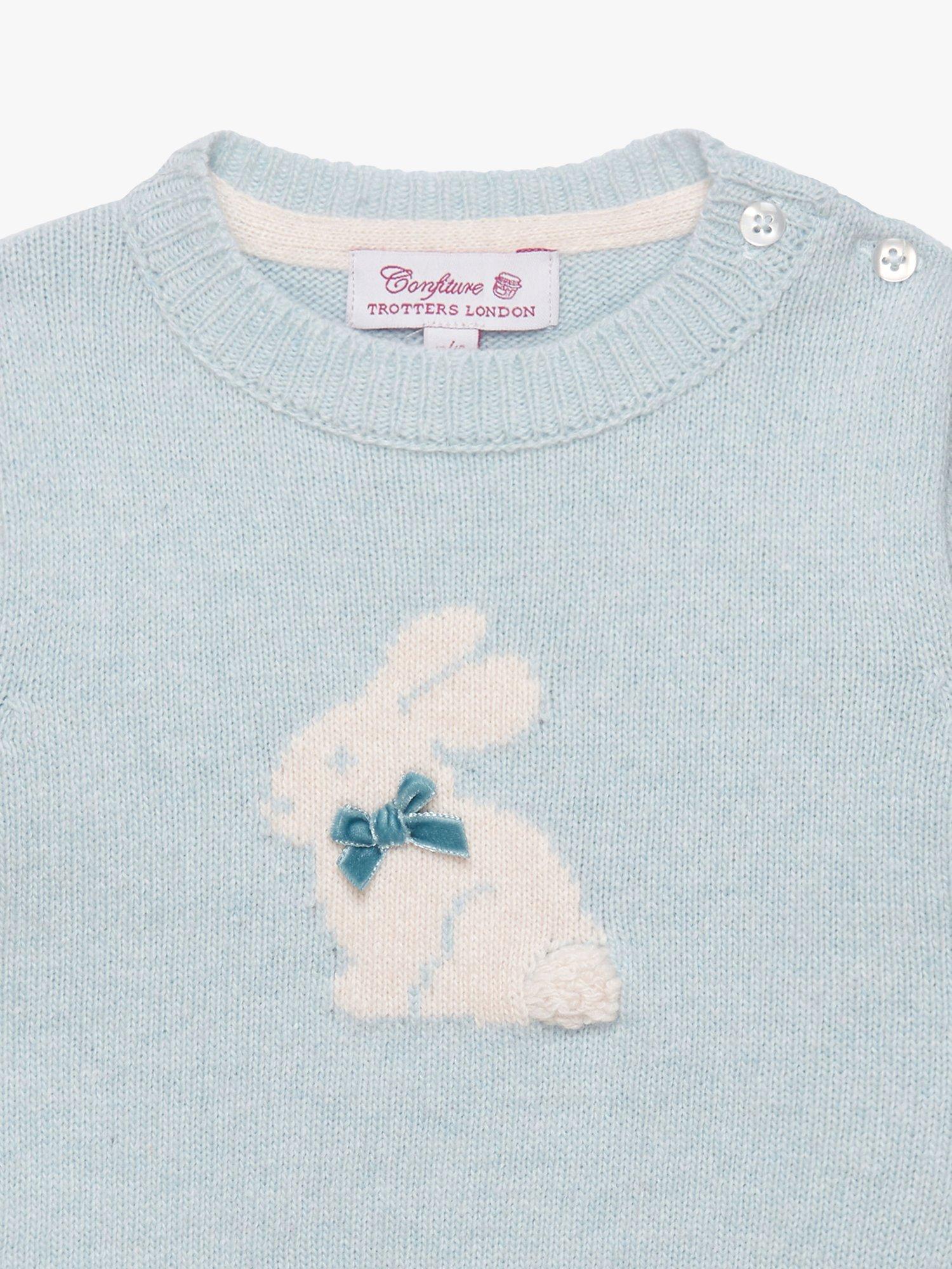 Product image 3 of 3, which shows Trotters Baby Bunny Wool Blend Jumper, Pale Blue, 3-6 months