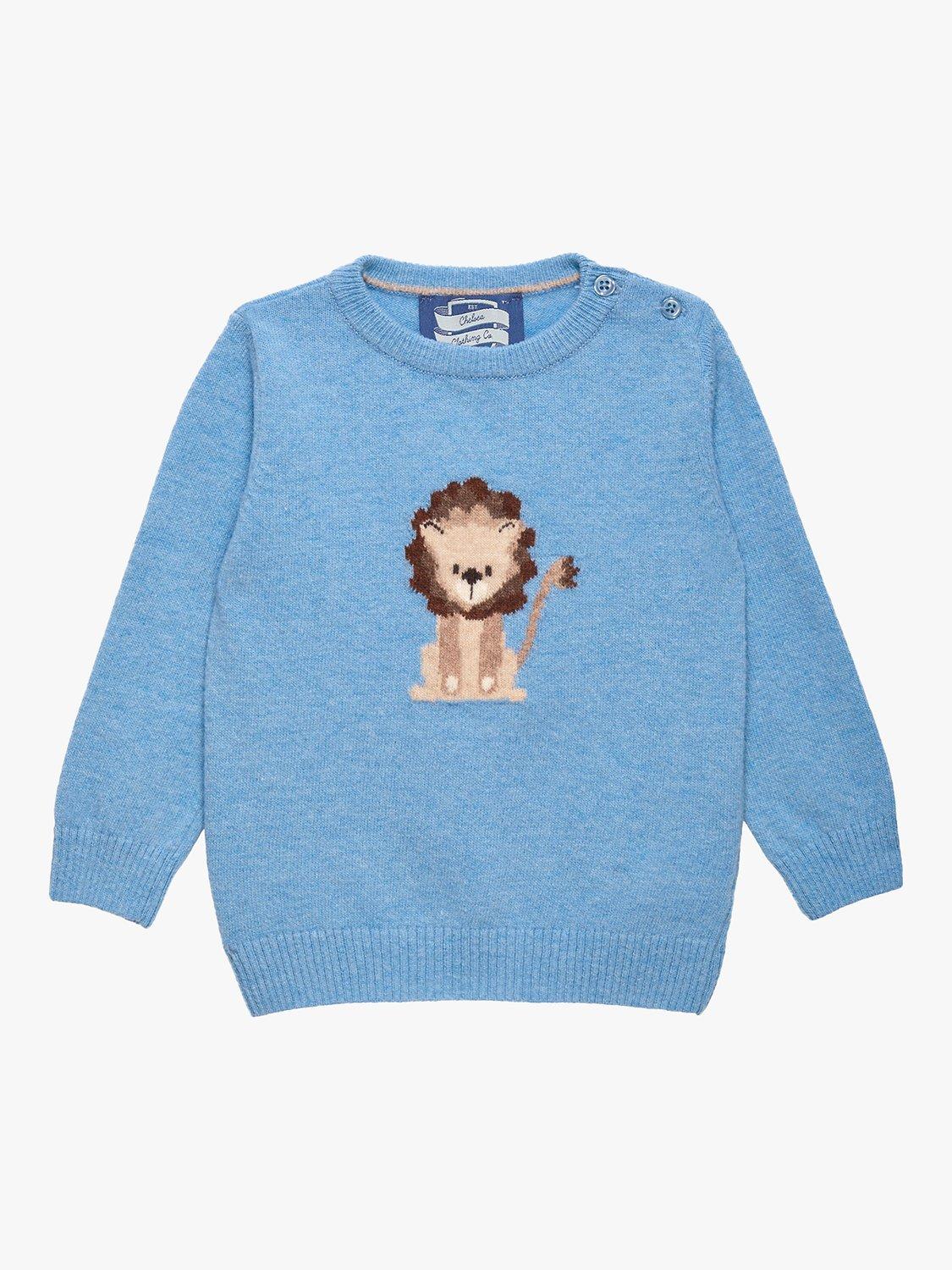 Product image 1 of 4, which shows Trotters Baby Augustus Wool Blend Jumper, Blue Marl, 3-6 months