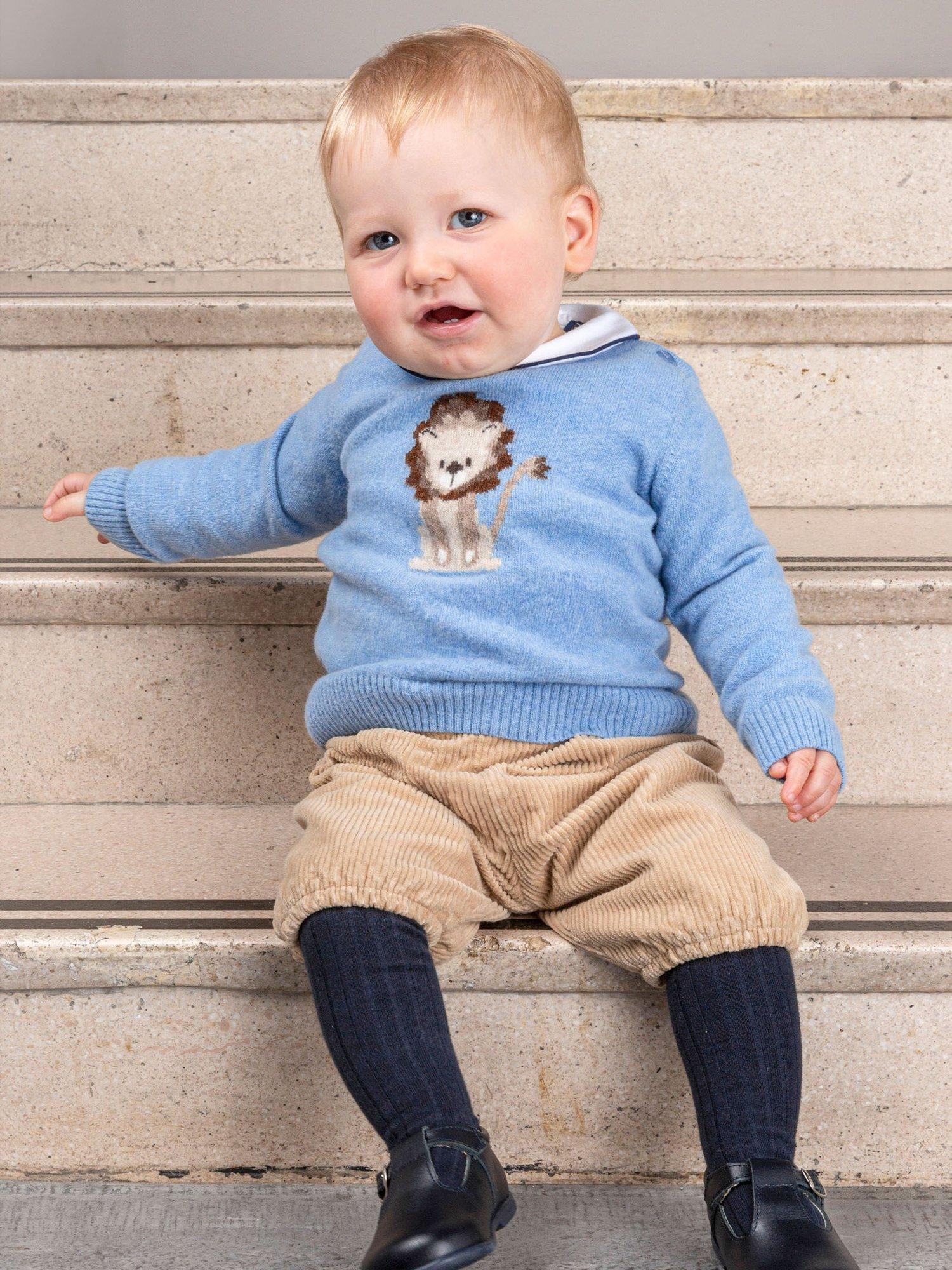 Product image 4 of 4, which shows Trotters Baby Augustus Wool Blend Jumper, Blue Marl, 3-6 months