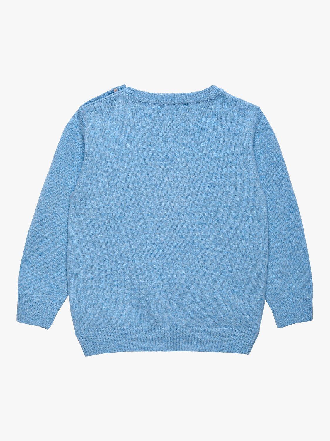 Product image 2 of 4, which shows Trotters Baby Augustus Wool Blend Jumper, Blue Marl, 3-6 months
