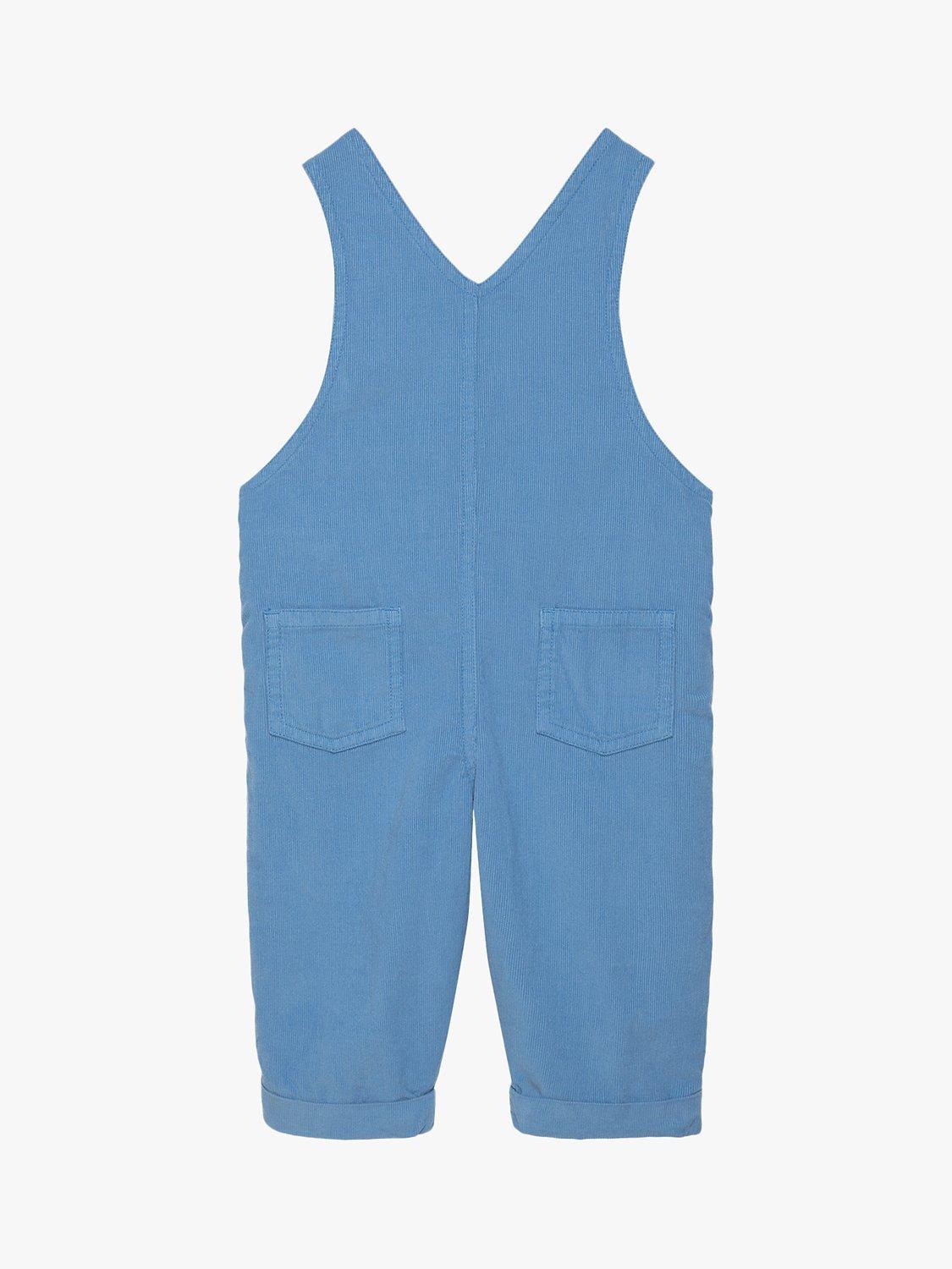 Product image 2 of 4, which shows Trotters Kids' Sebastian Car Cotton Dungarees, French Blue, 1-3 months
