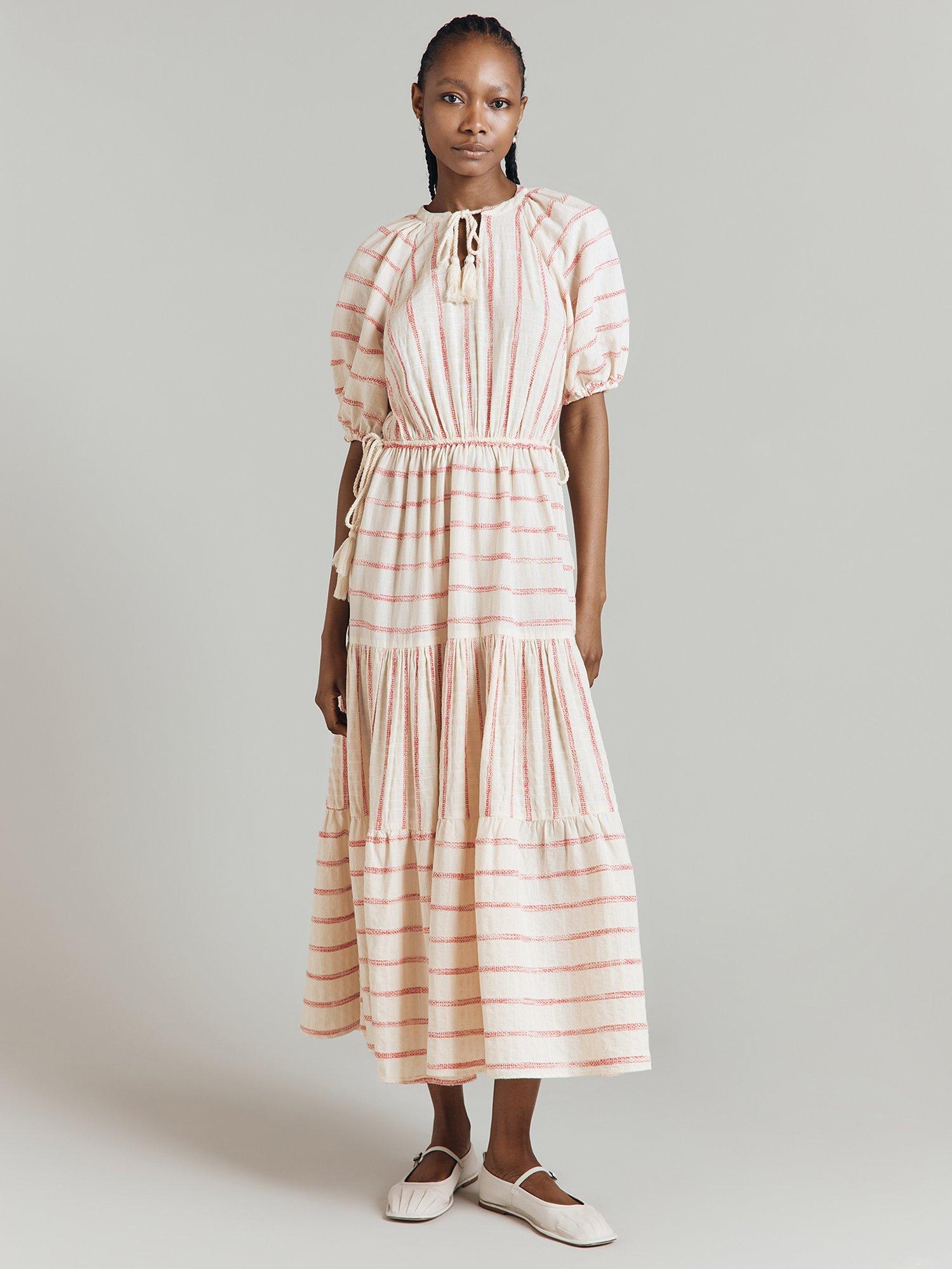 Ghost Abrielle Striped Tiered Maxi Dress