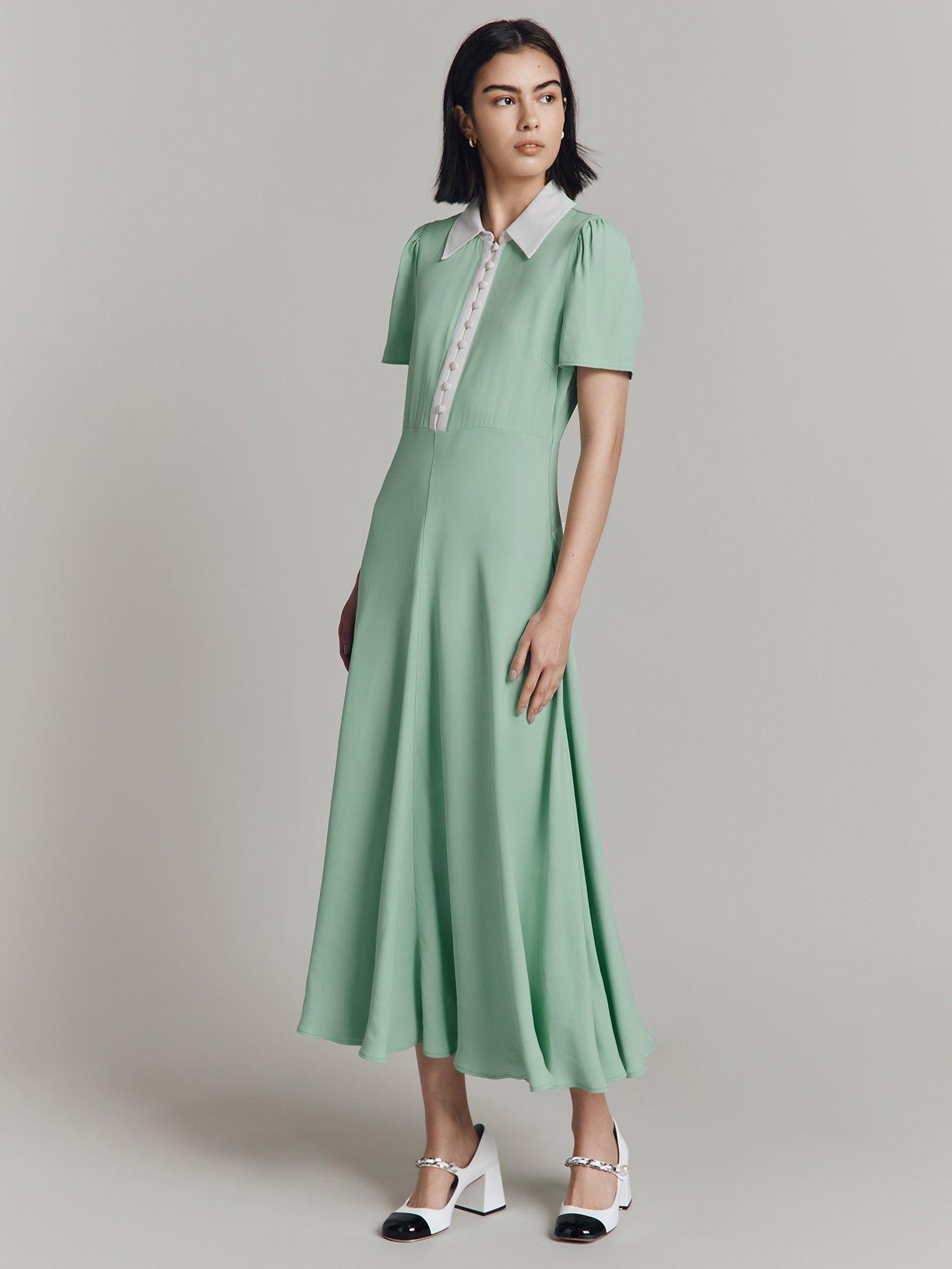 Ghost Bethan Crepe Midaxi Dress, Green