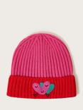 Monsoon Kids' Embroidered Heart Beanie Hat, Red