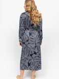 Fable & Eve Knightsbridge Leaf Print Dressing Gown, Navy/White