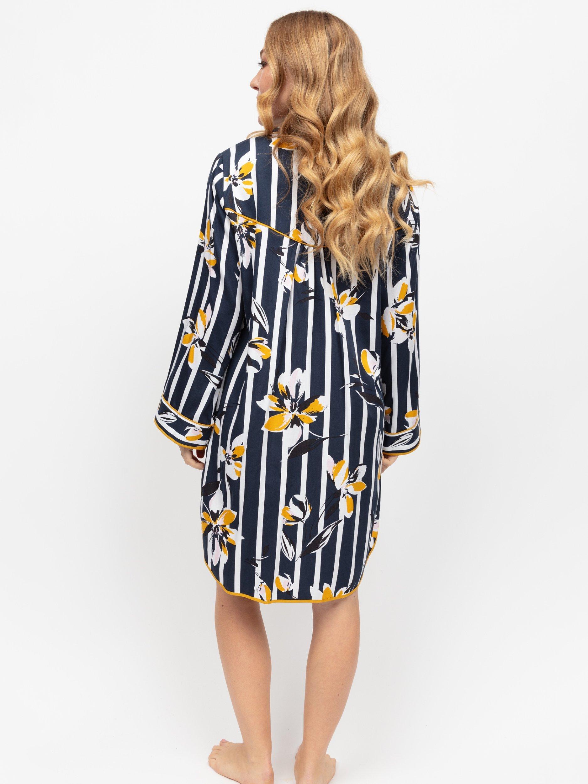 Product image 3 of 4, which shows Fable & Eve Knightsbridge Floral Stripe Nightshirt, Navy/Multi, 8