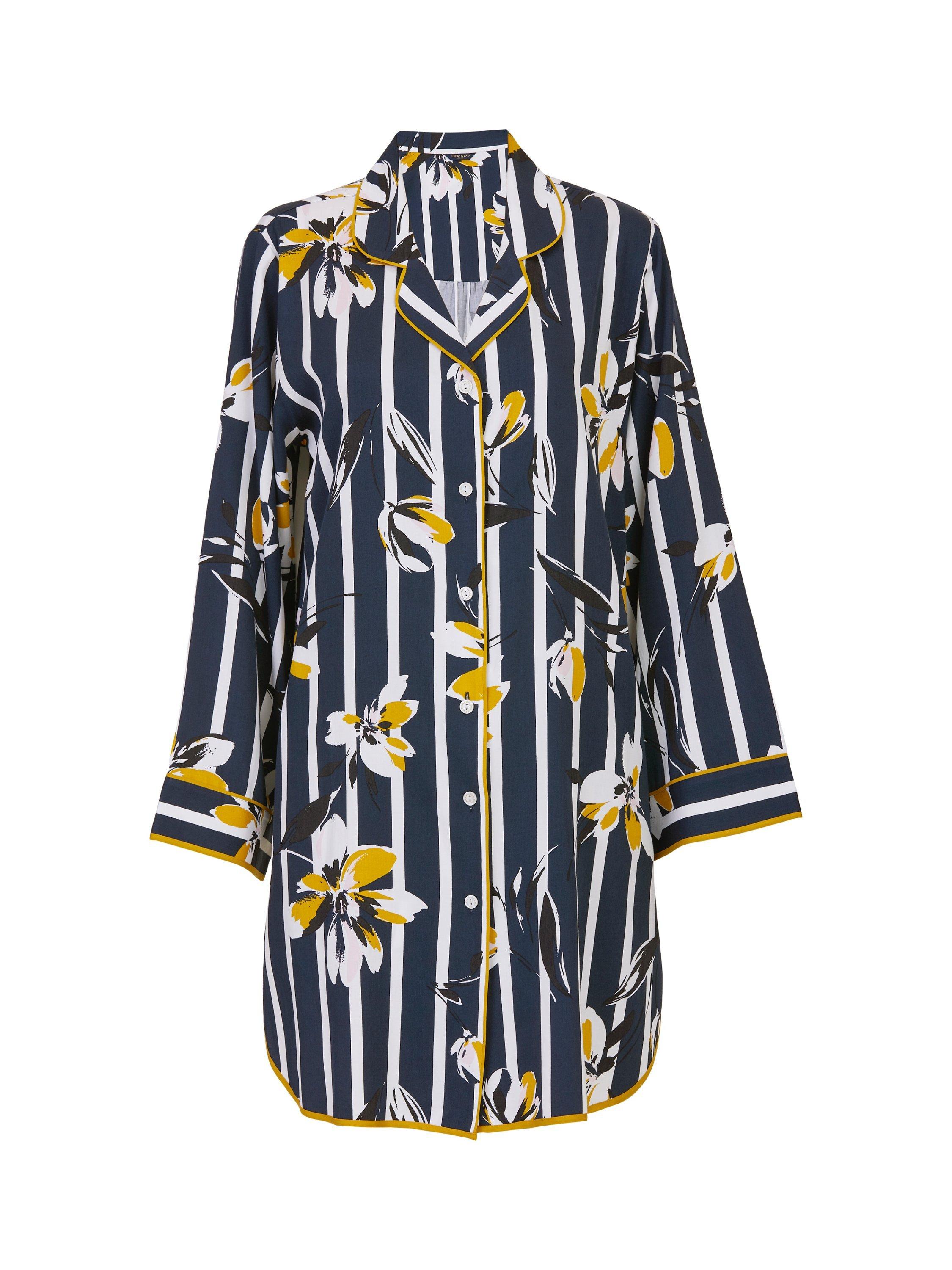 Product image 4 of 4, which shows Fable & Eve Knightsbridge Floral Stripe Nightshirt, Navy/Multi, 8