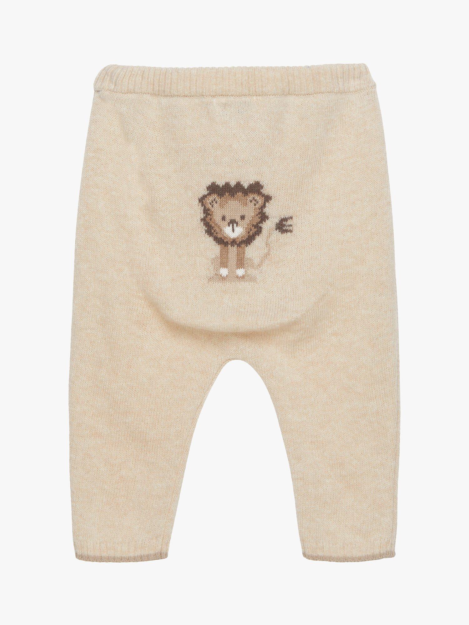 Product image 1 of 3, which shows Trotters Baby Augustus Lion Leggings, Oatmeal, Newborn