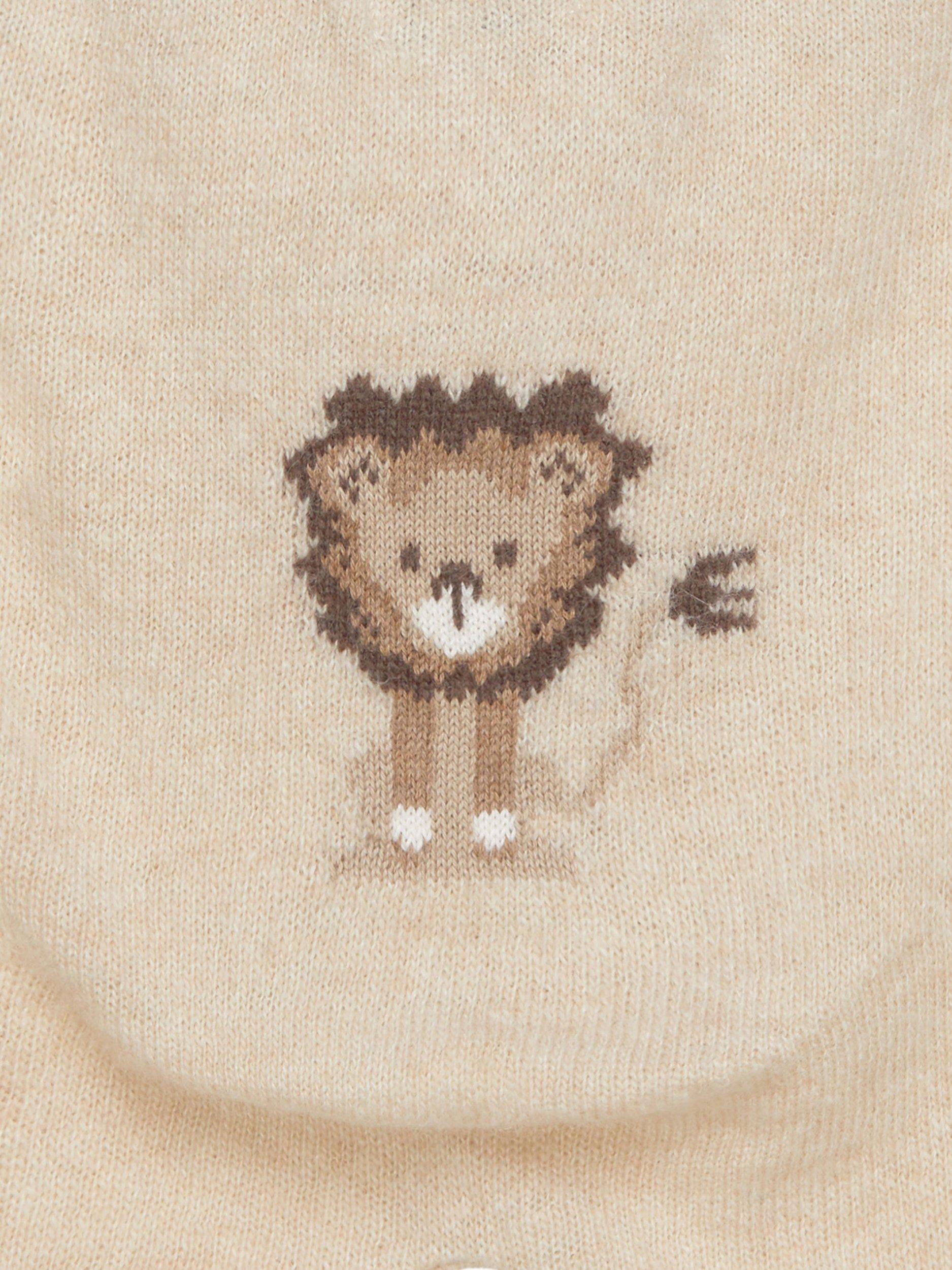 Product image 3 of 3, which shows Trotters Baby Augustus Lion Leggings, Oatmeal, Newborn