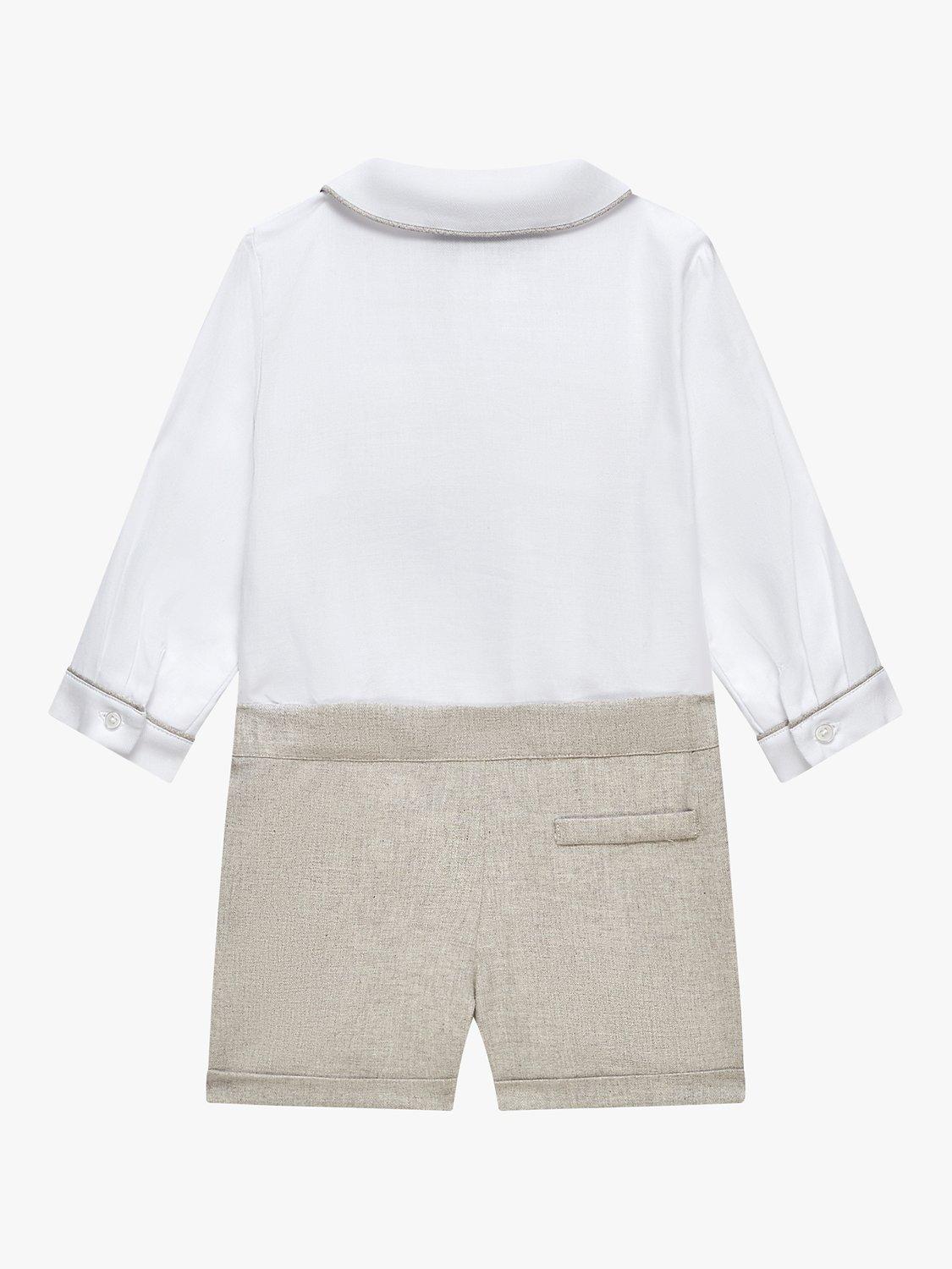 Product image 2 of 4, which shows Trotters Baby Rupert Smocked Shirt and Shorts Set, White/Oatmeal, 6-12 months