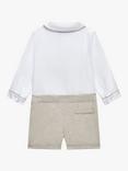 Trotters Baby Rupert Smocked Shirt and Shorts Set, White/Oatmeal