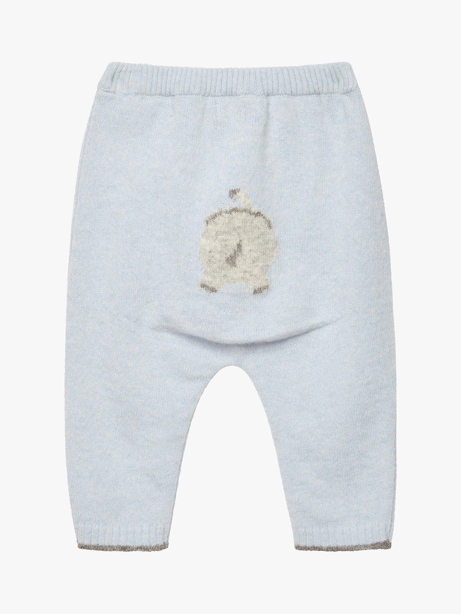 Product image 1 of 3, which shows Trotters Baby Elephant Leggings, Pale Blue, Newborn