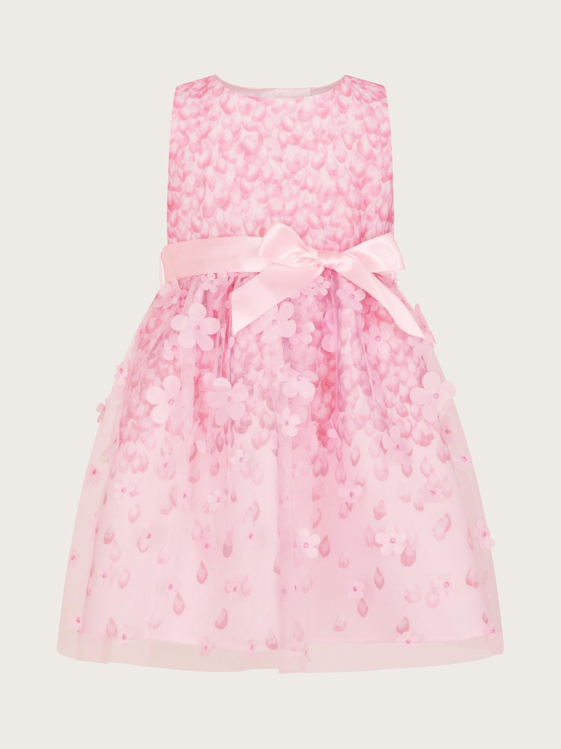 Monsoon Baby Petalina Scuba Floral Dress, Pink