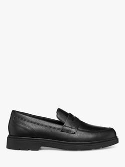 Geox Spherica EC1 Tumbled Leather Loafers, Black