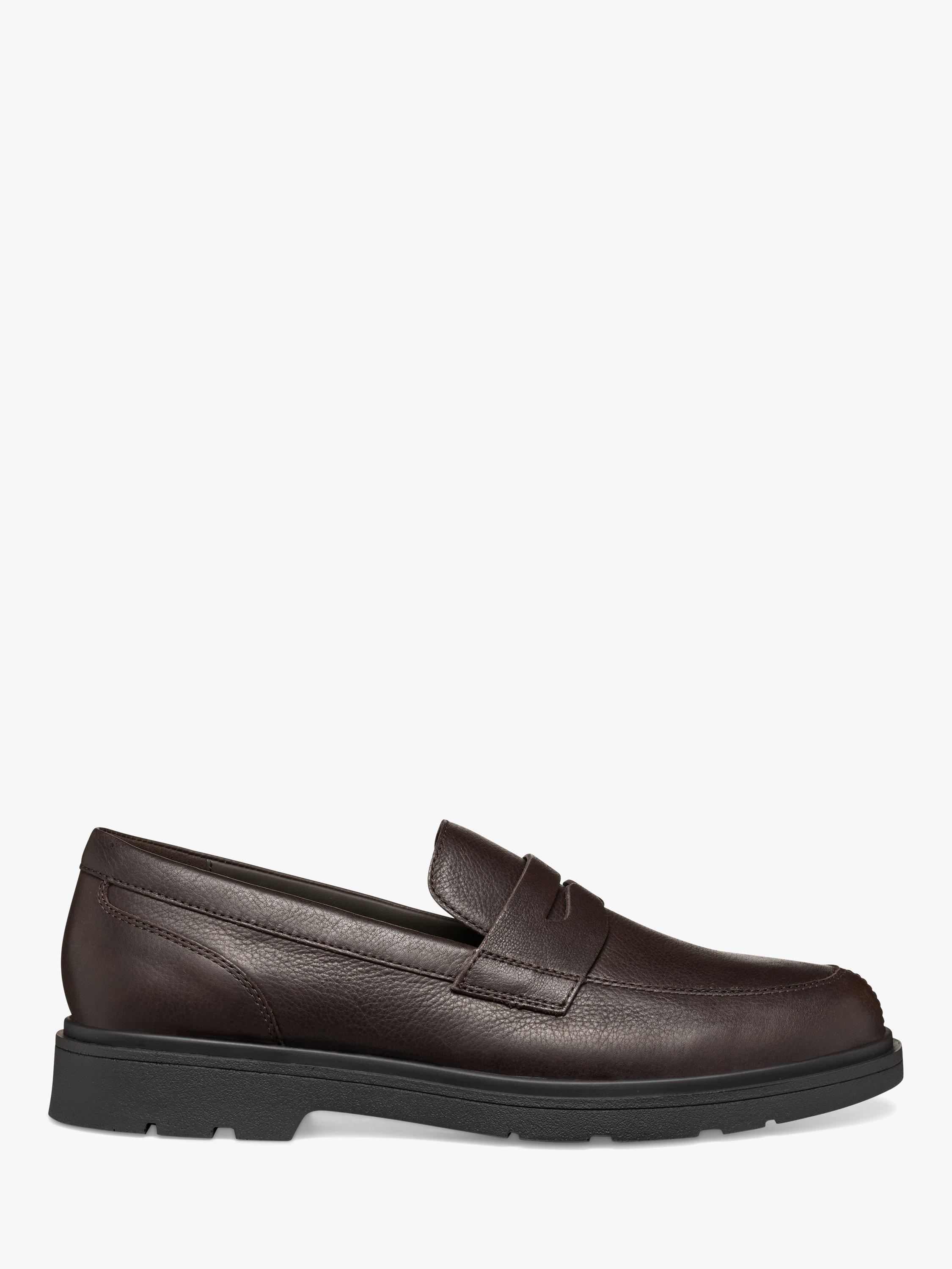 Product image 1 of 6, which shows Geox Spherica EC1 Tumbled Leather Loafers, Coffee, EU40