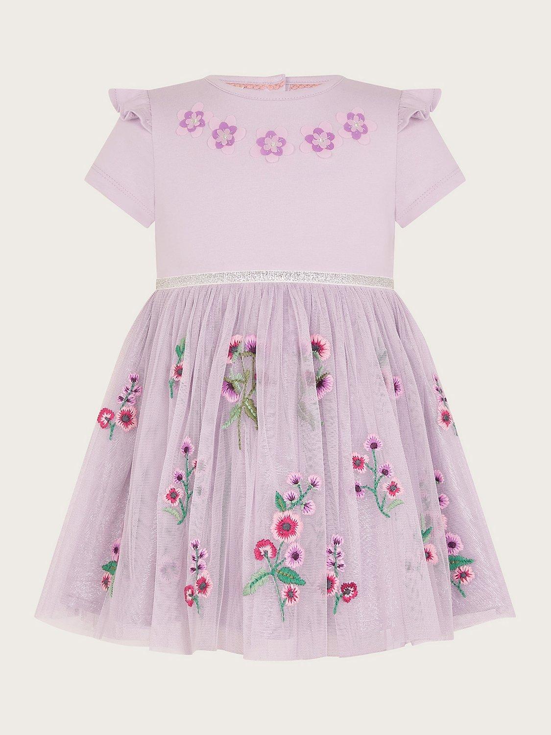 Monsoon Baby Floral Dress, Lilac