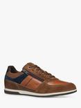 Geox Renan Suede and Waxed Leather Shoe Trainers, Brown Cotto/Navy