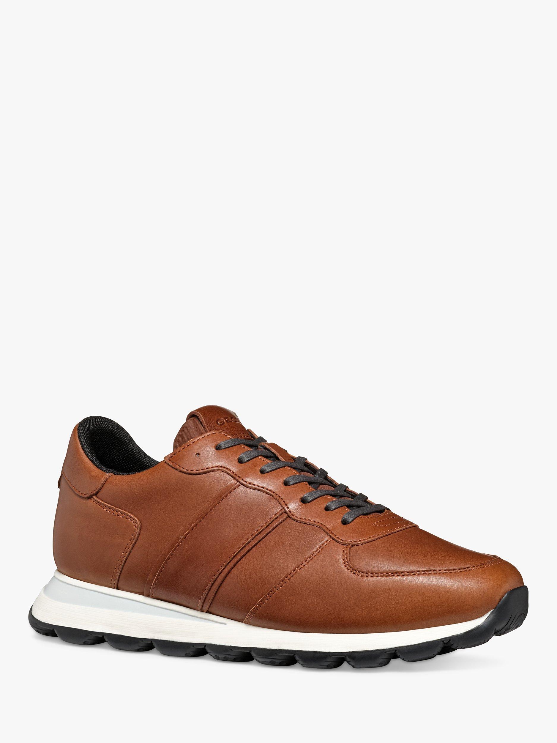 Geox Spherica VSerie Wax Leather Trainers, Light Brown, EU40