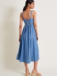 Monsoon Gaia Flared Midi Dress, Blue