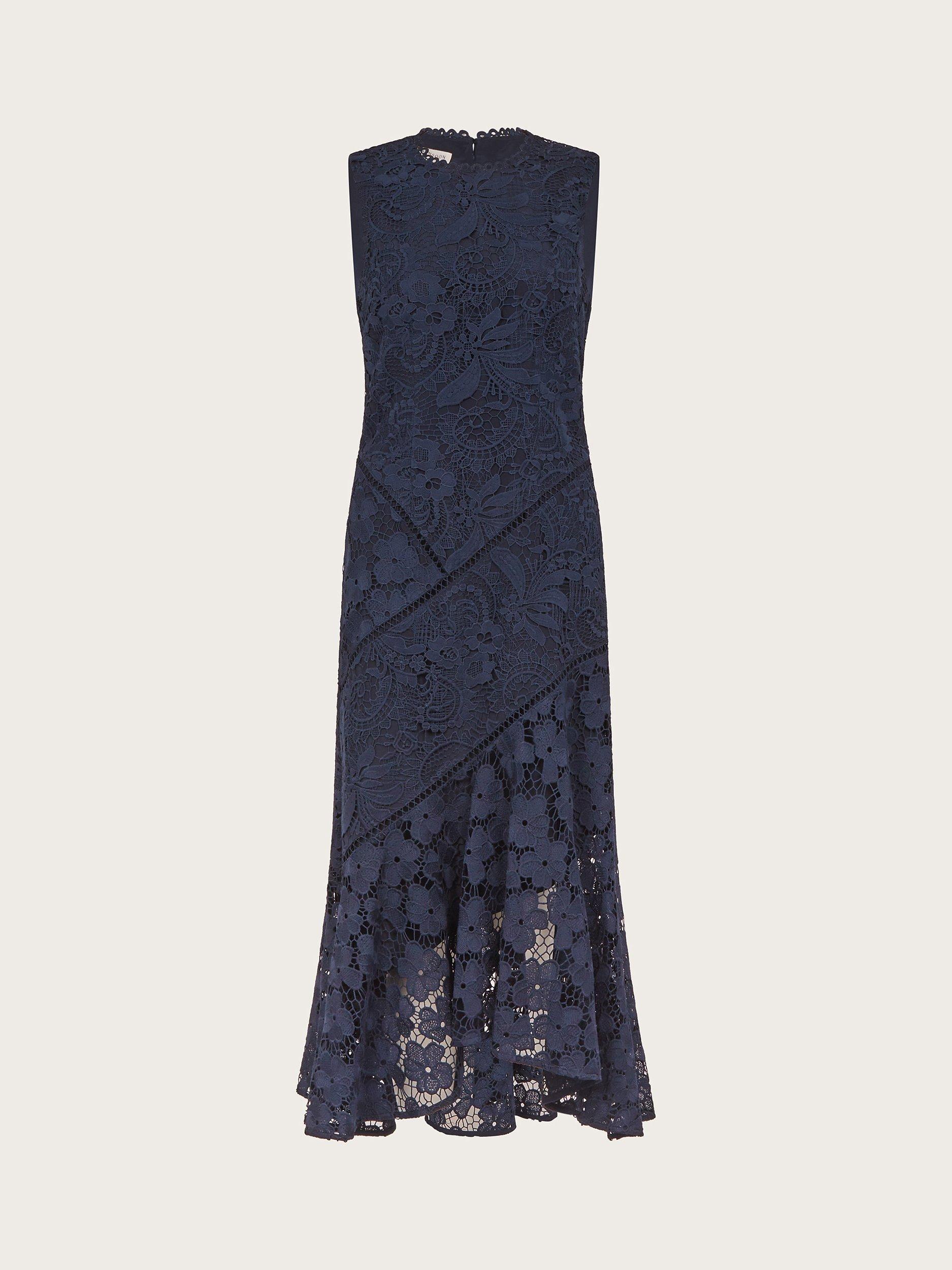 Product image 5 of 5, which shows Monsoon Gianna Lace Dress, Navy, 8