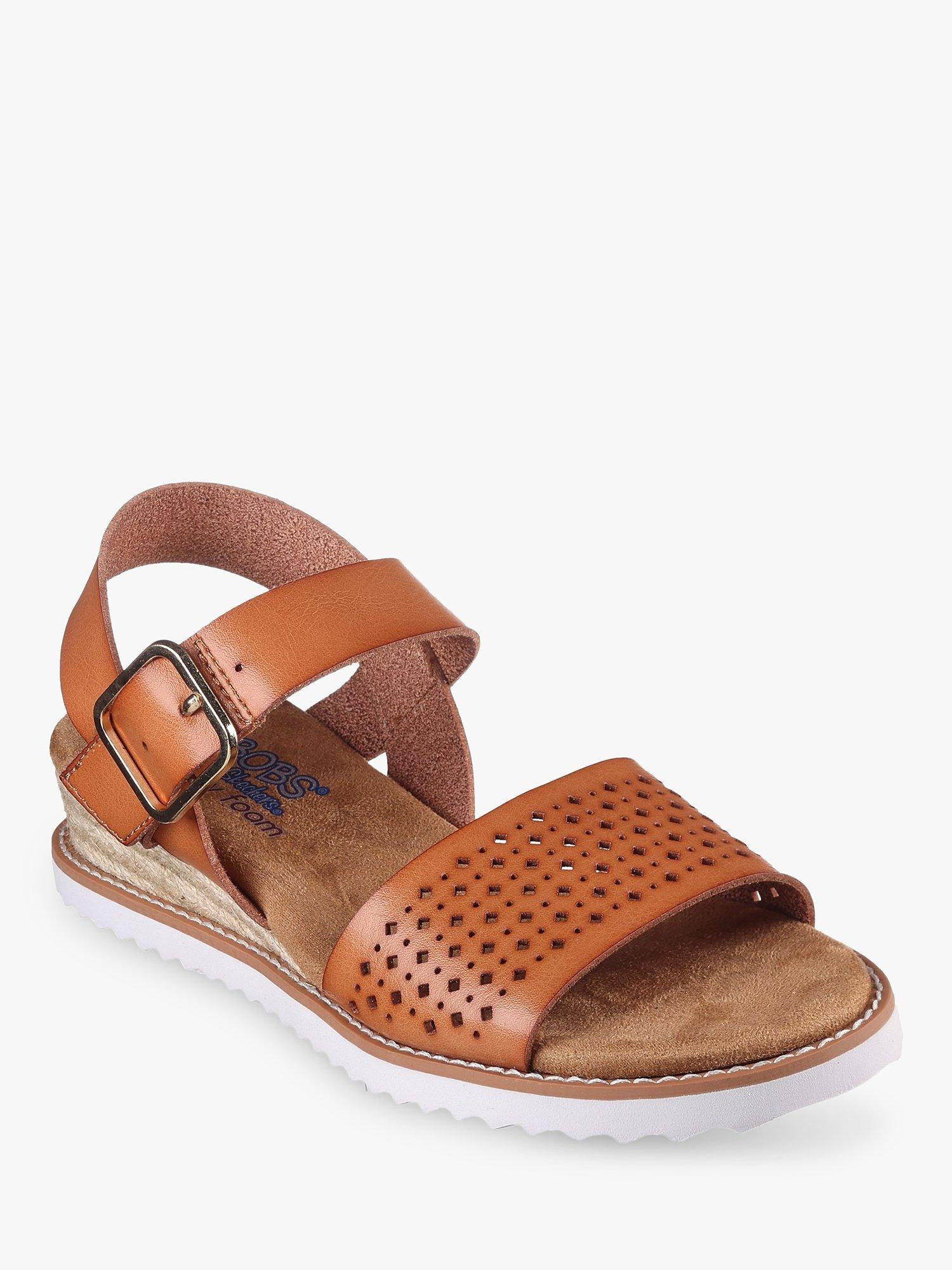 Product image 2 of 4, which shows Skechers BOBS Desert Kiss Sunny Flair Wedge Heel Sandals, Brown, 3