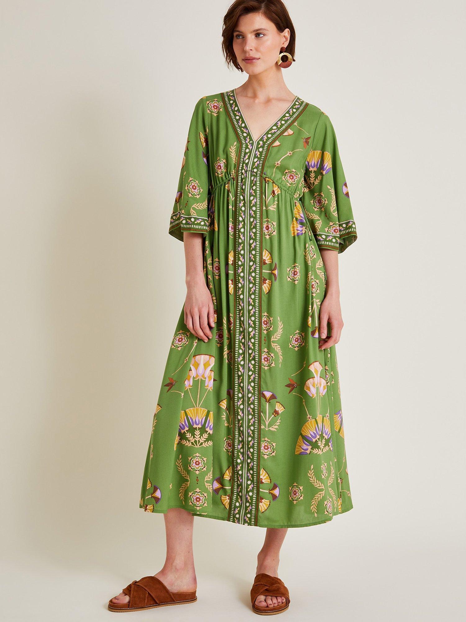 Monsoon Mollie Print Dress Green Multi