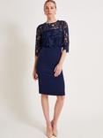 Monsoon Maya Lace Dress, Navy