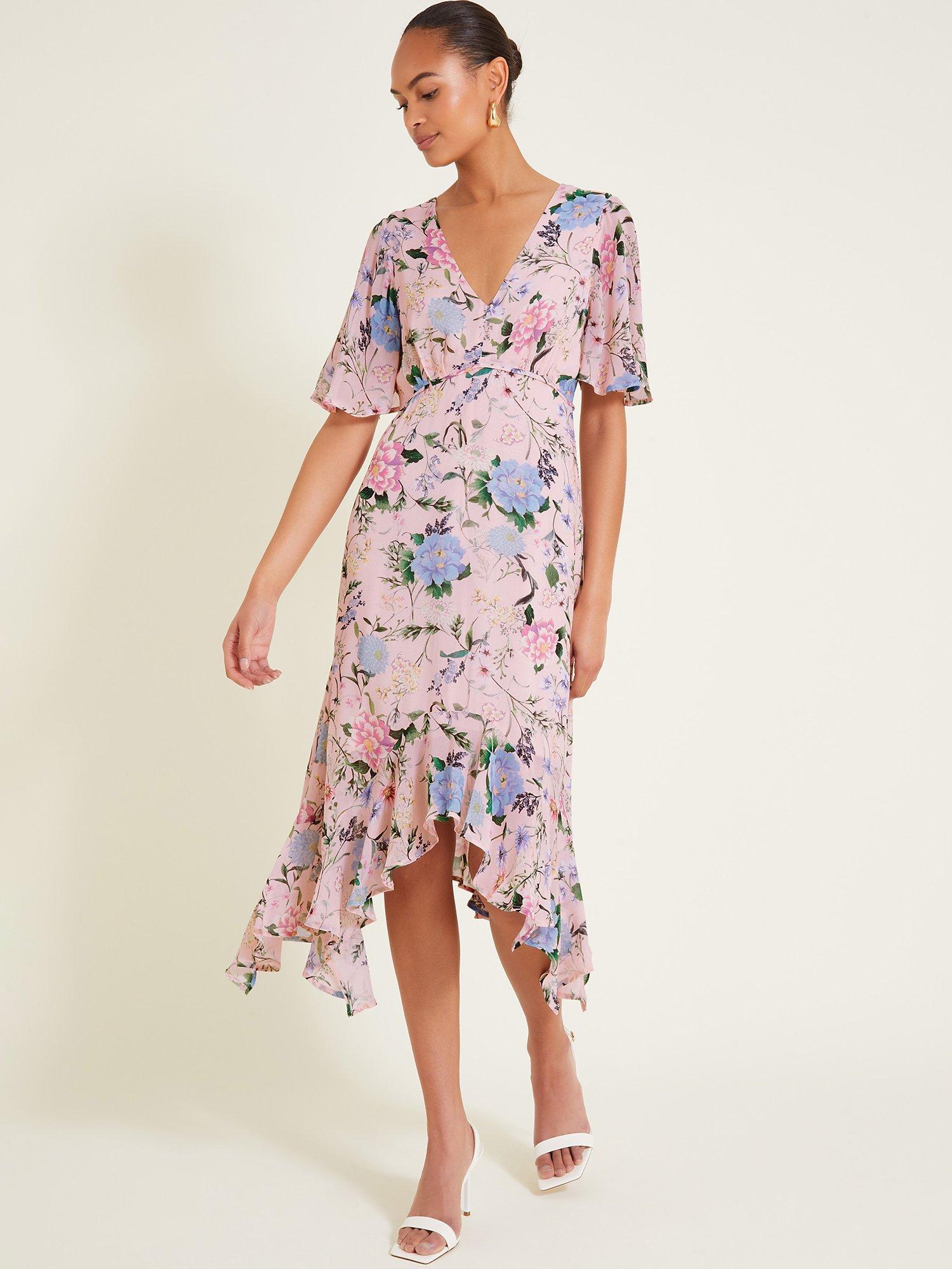 Monsoon Sisi Floral Print Dress, Blush