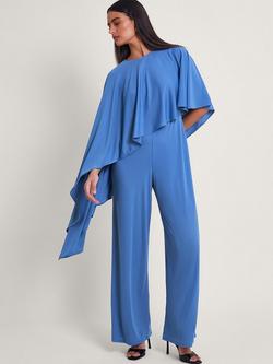 Monsoon Delia Drape Jumpsuit, Blue, Blue