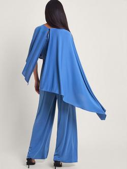 Monsoon Delia Drape Jumpsuit, Blue - view 2, Blue