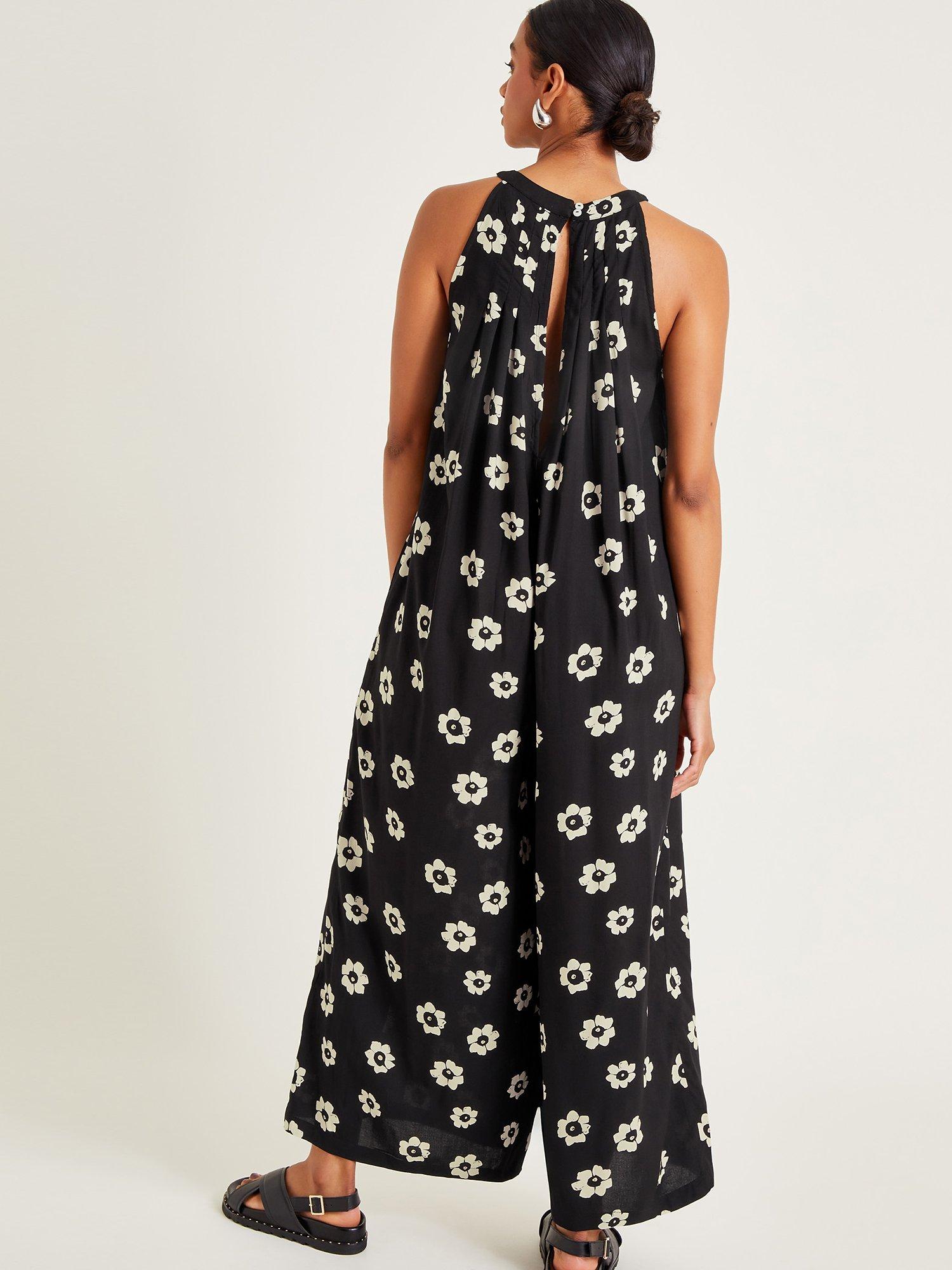Monsoon Lei Flower Jumpsuit, Black, XL