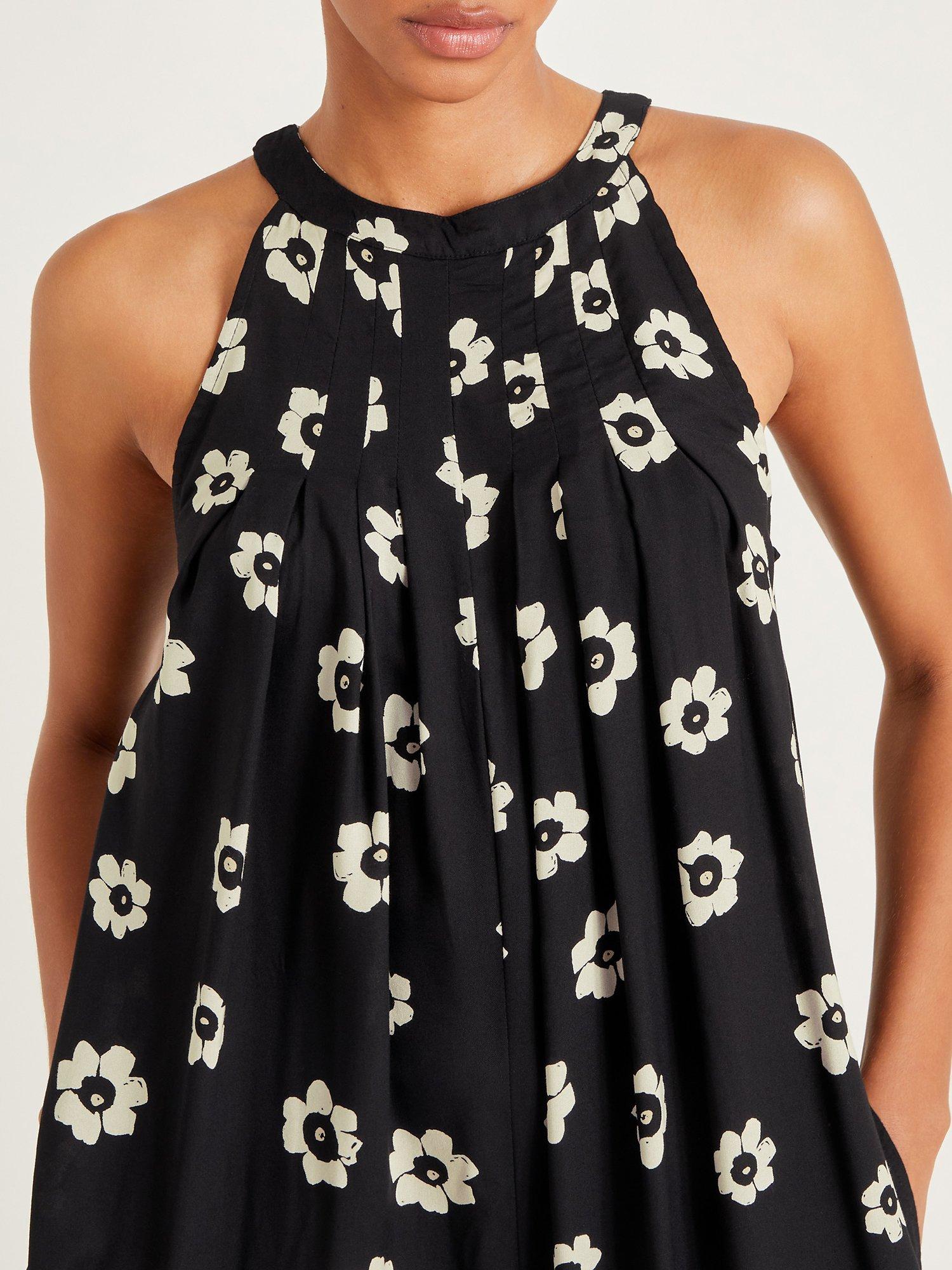 Monsoon Lei Flower Jumpsuit, Black, XL