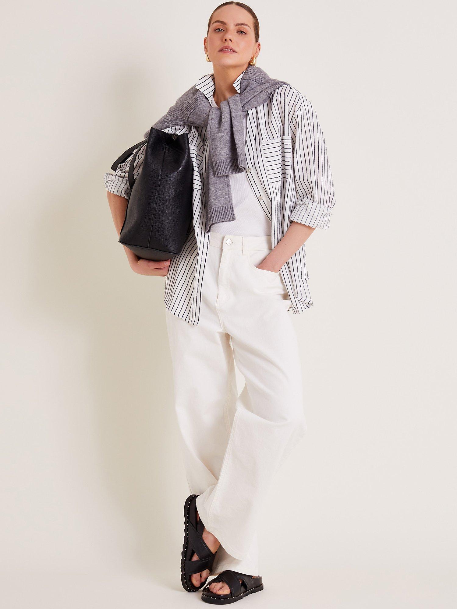 Product image 4 of 6, which shows Monsoon Gilly Stripe Shirt, Ivory/Black, L