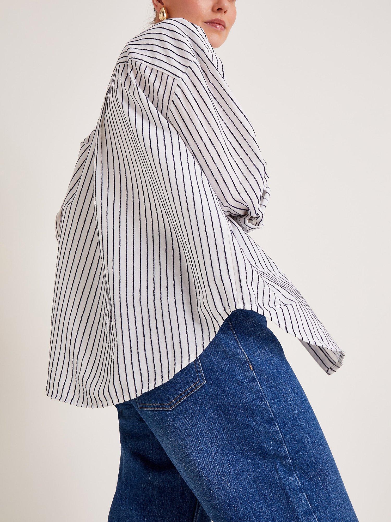 Product image 5 of 6, which shows Monsoon Gilly Stripe Shirt, Ivory/Black, L