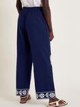 Monsoon Ola Embroidered Trousers, Navy